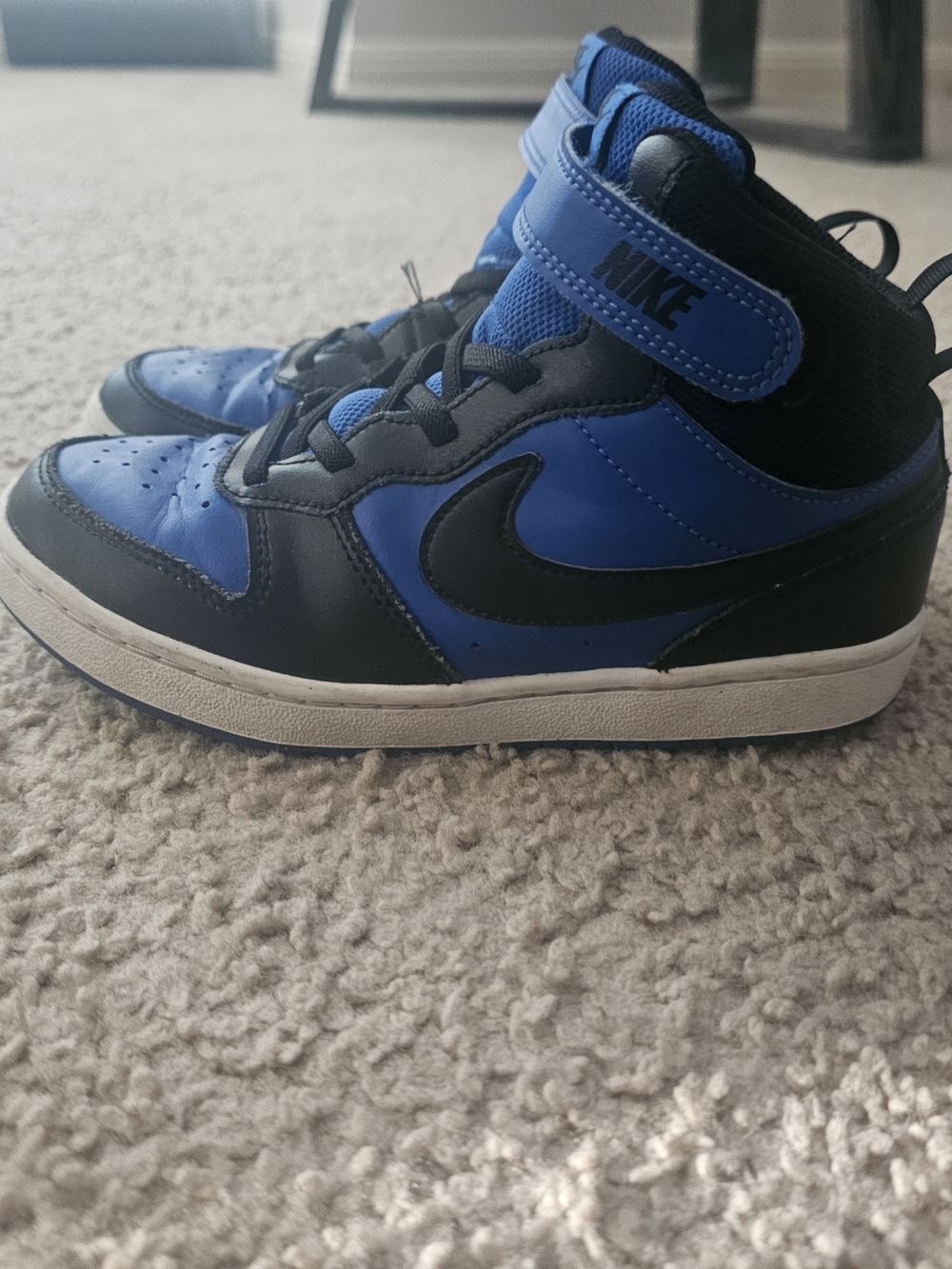 Nike Kids Blue and Black High-Top Sneakers with Strap